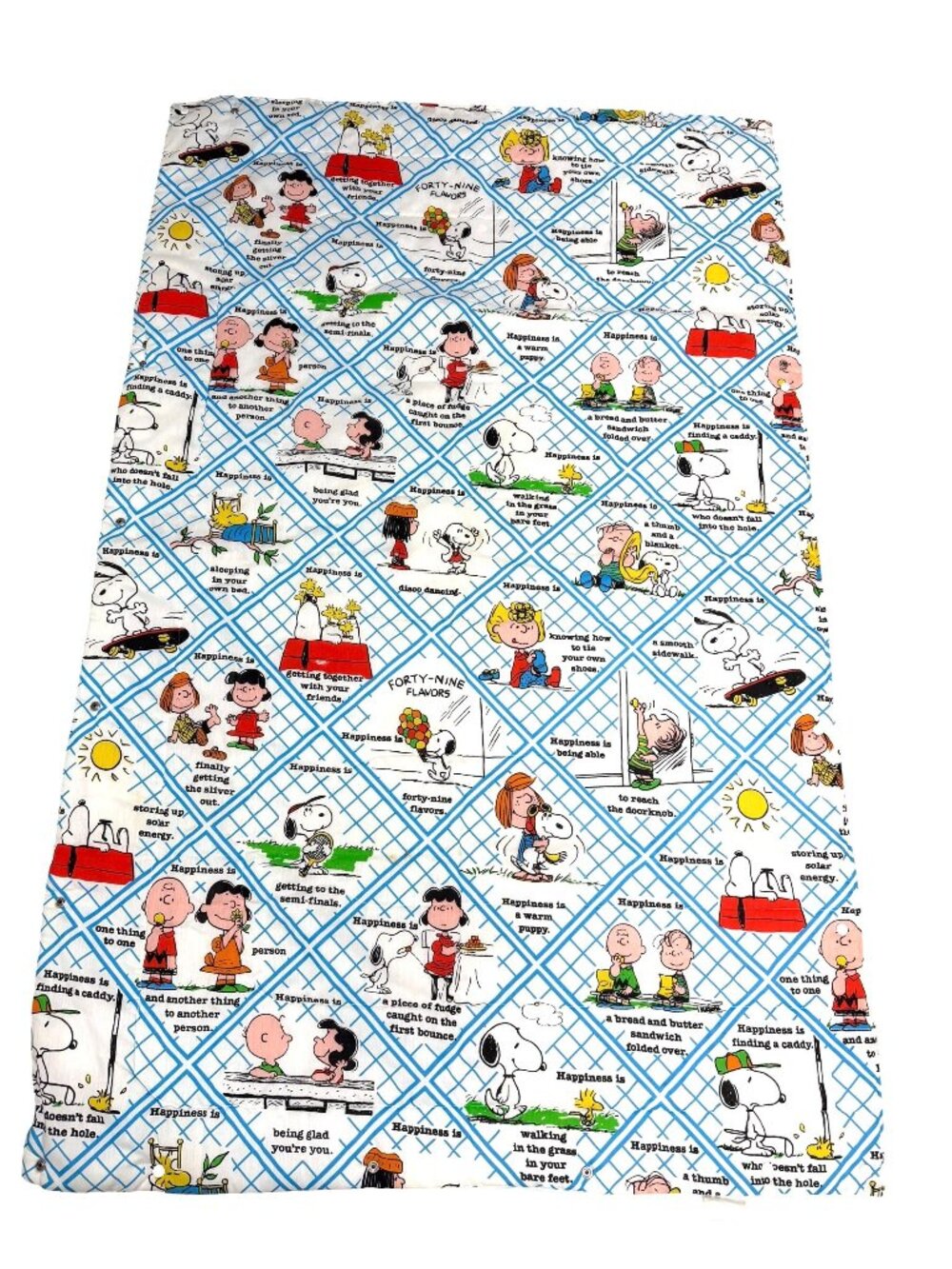 1970s Charles Schultz Peanuts "Happiness Is" comforter Snuggle bag